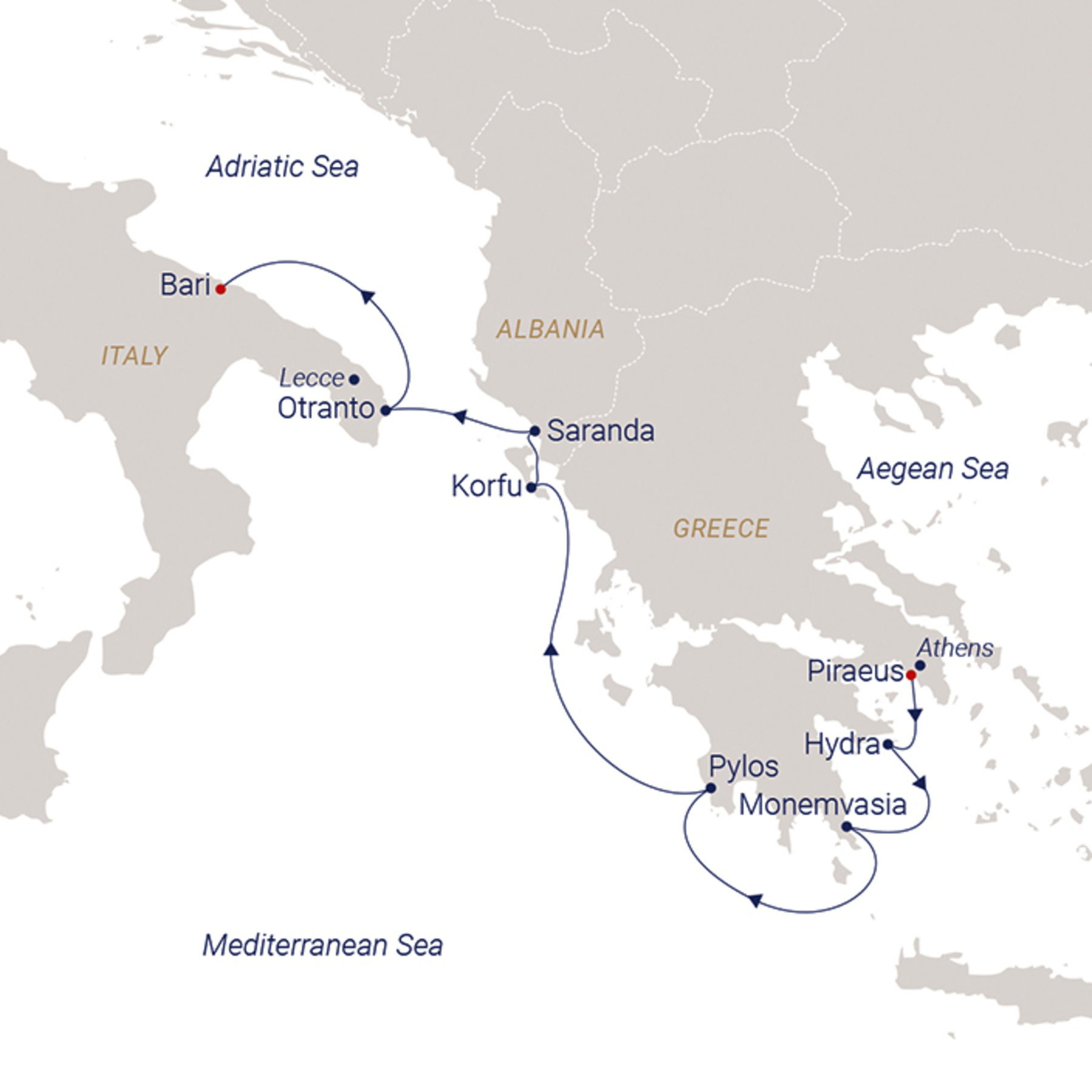 Italy, the Adriatic & Greece - Itinerary - Athens (Piraeus) to